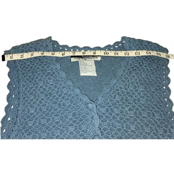 Noile Silk Exchange Vtg Blue 1990's 80% Silk Crochet Vest Women Size Small - Picture 4 of 8